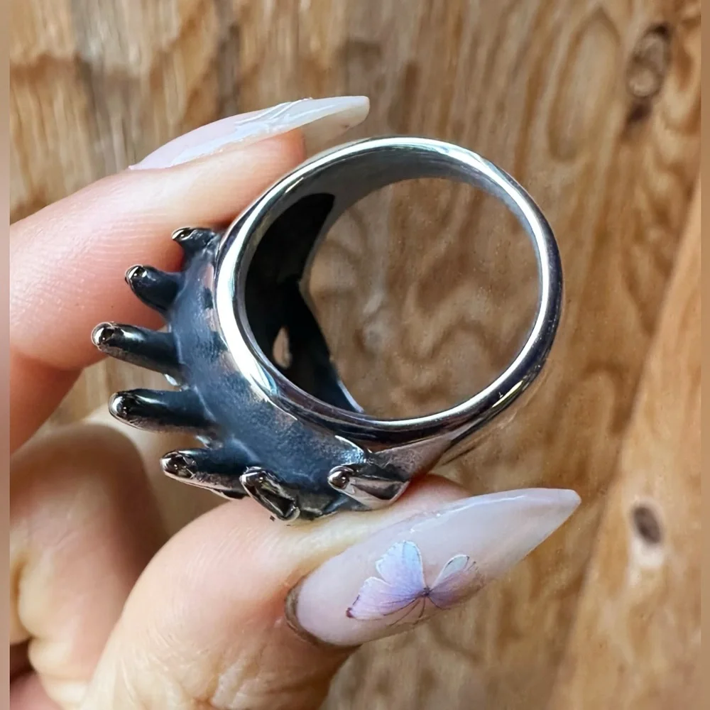 New Gothic Skull Crown Stainless Steel Men’s Ring Size 8